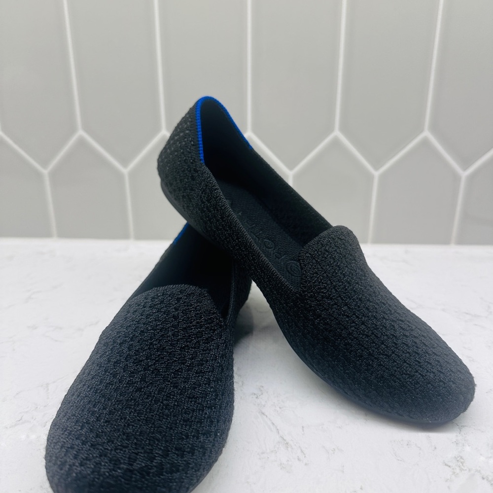 Rothy's Black Flats with Blue Trim